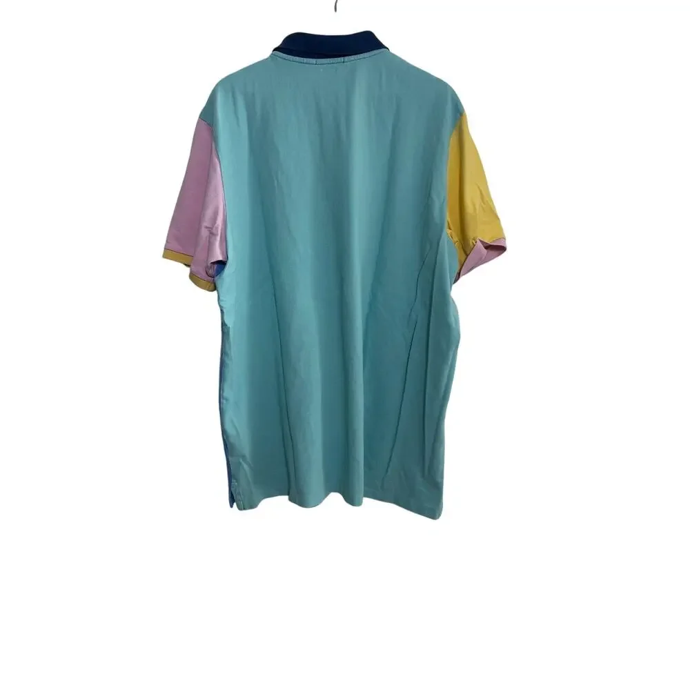 Polo Ralph Lauren Polo Shirt XXL Blue Colorblock Big Pony Logo Cotton Classic